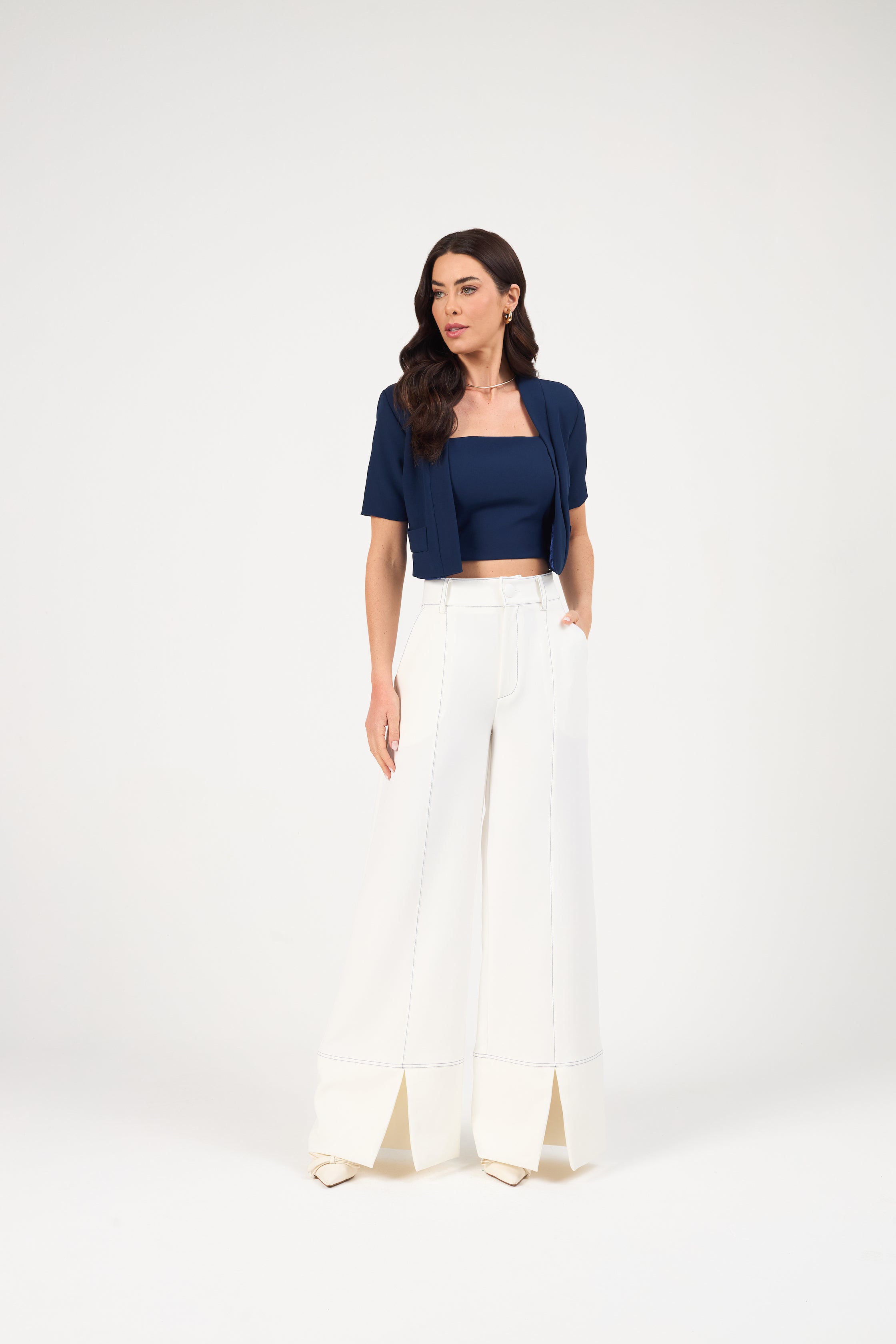 Calça Pantalona Pontilhada