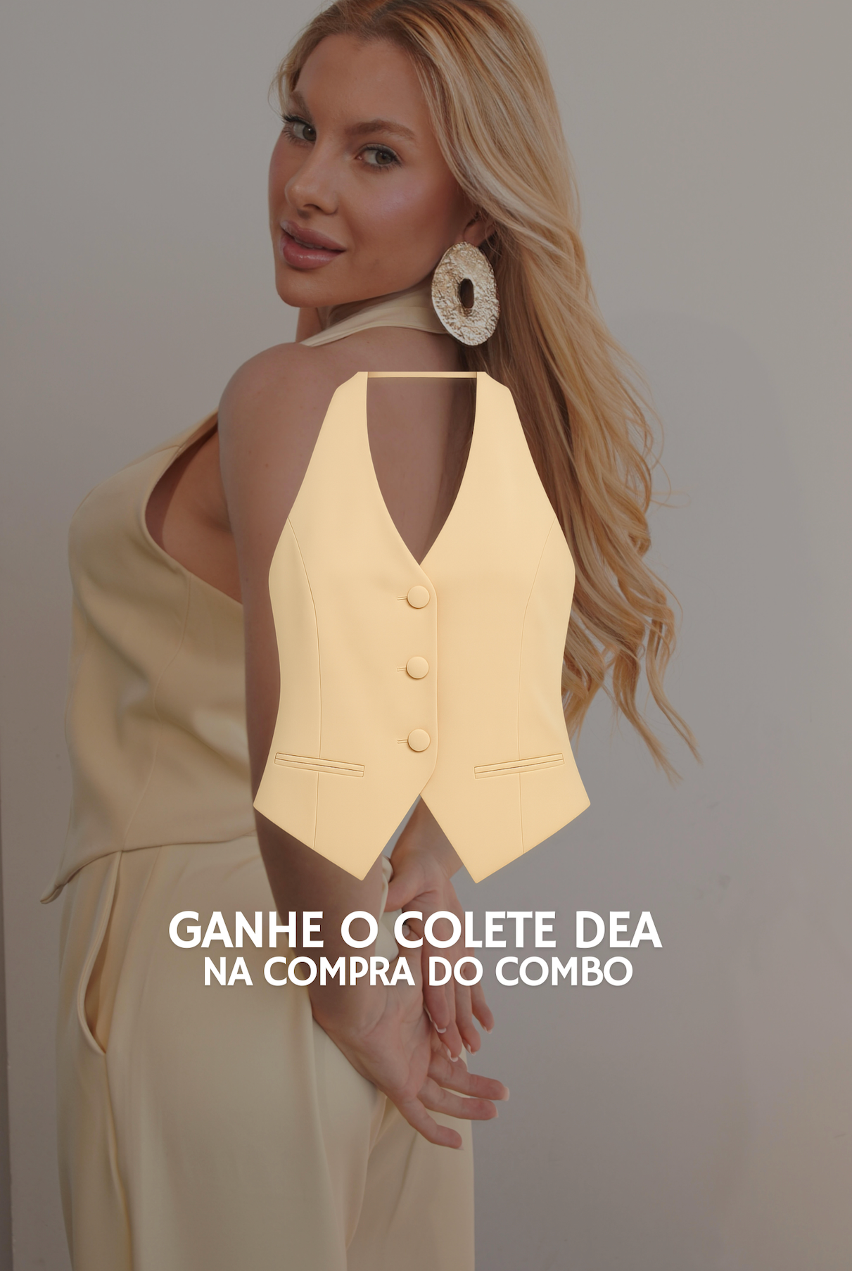 COMBO Conjunto De Alfaiataria Dea - Rosa Blush + Amarelo Manteiga