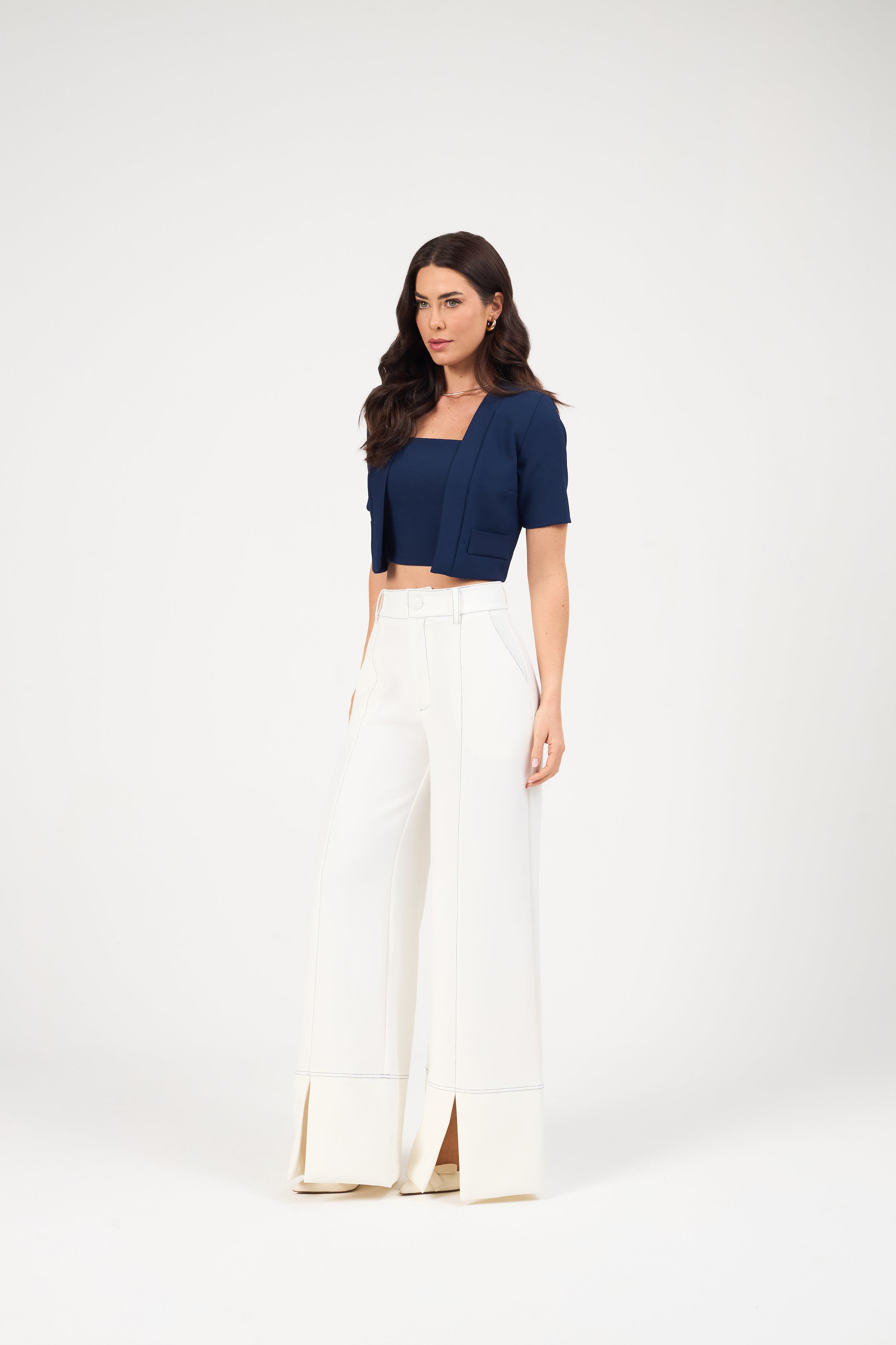 Calça Pantalona Pontilhada