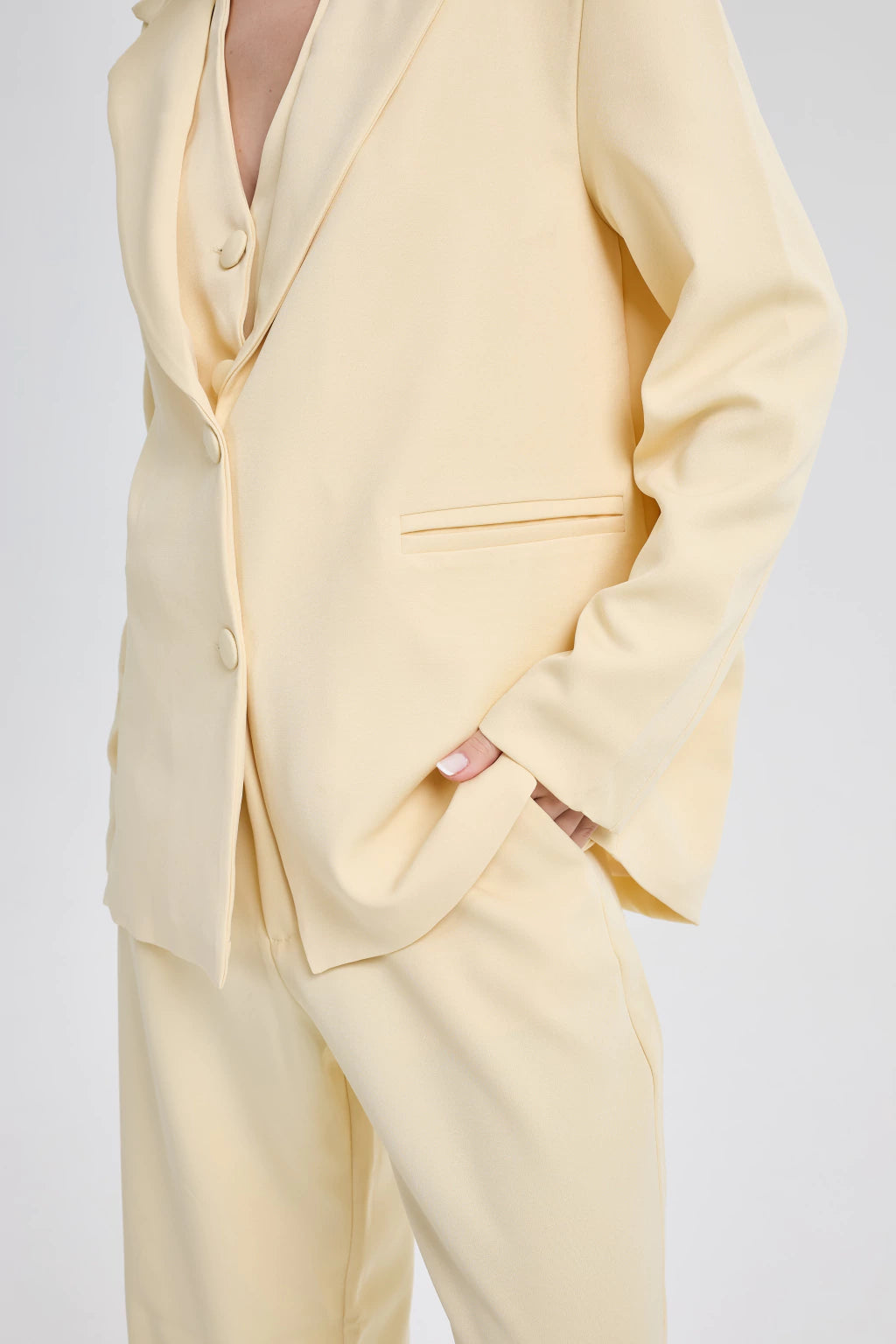 COMBO Conjunto De Alfaiataria Dea - Rosa Blush + Amarelo Manteiga